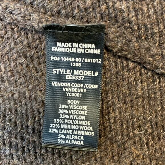 Ella Moss Alpaca Wool Blend Sweater Vest Open Front Brown Women's Size M/L - Picture 6 of 6